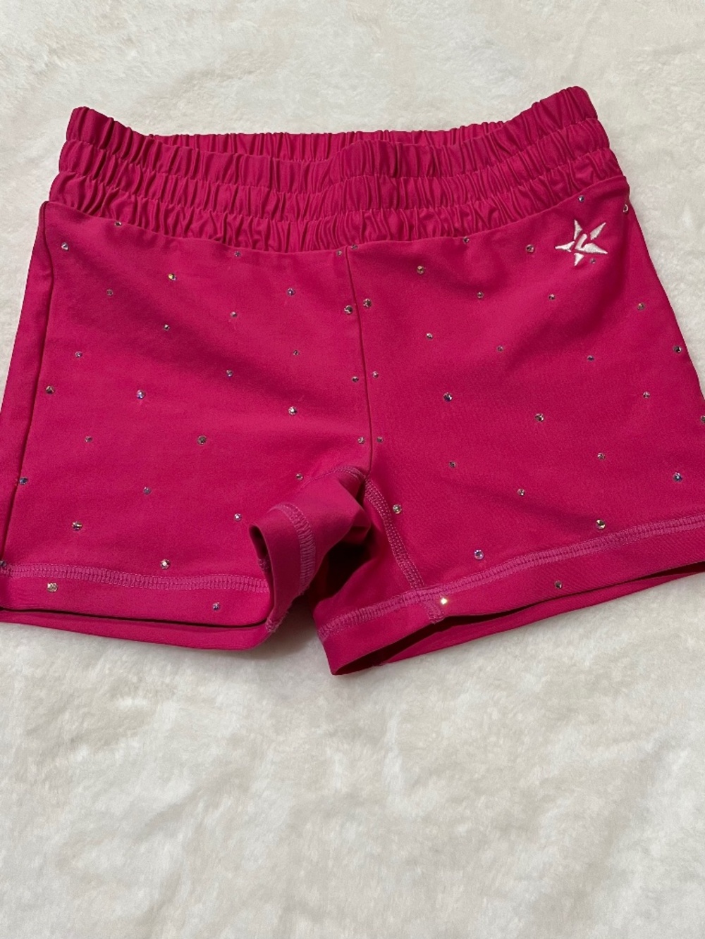 Girls' Magenta Stretch Shorts with Rhinestone Detail